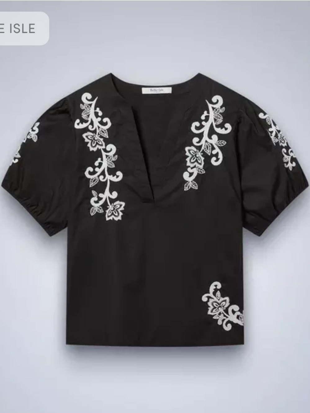NWT Torrid Size 2 Belle Isle Black White Embroidered Cotton Puff Sleeve Top